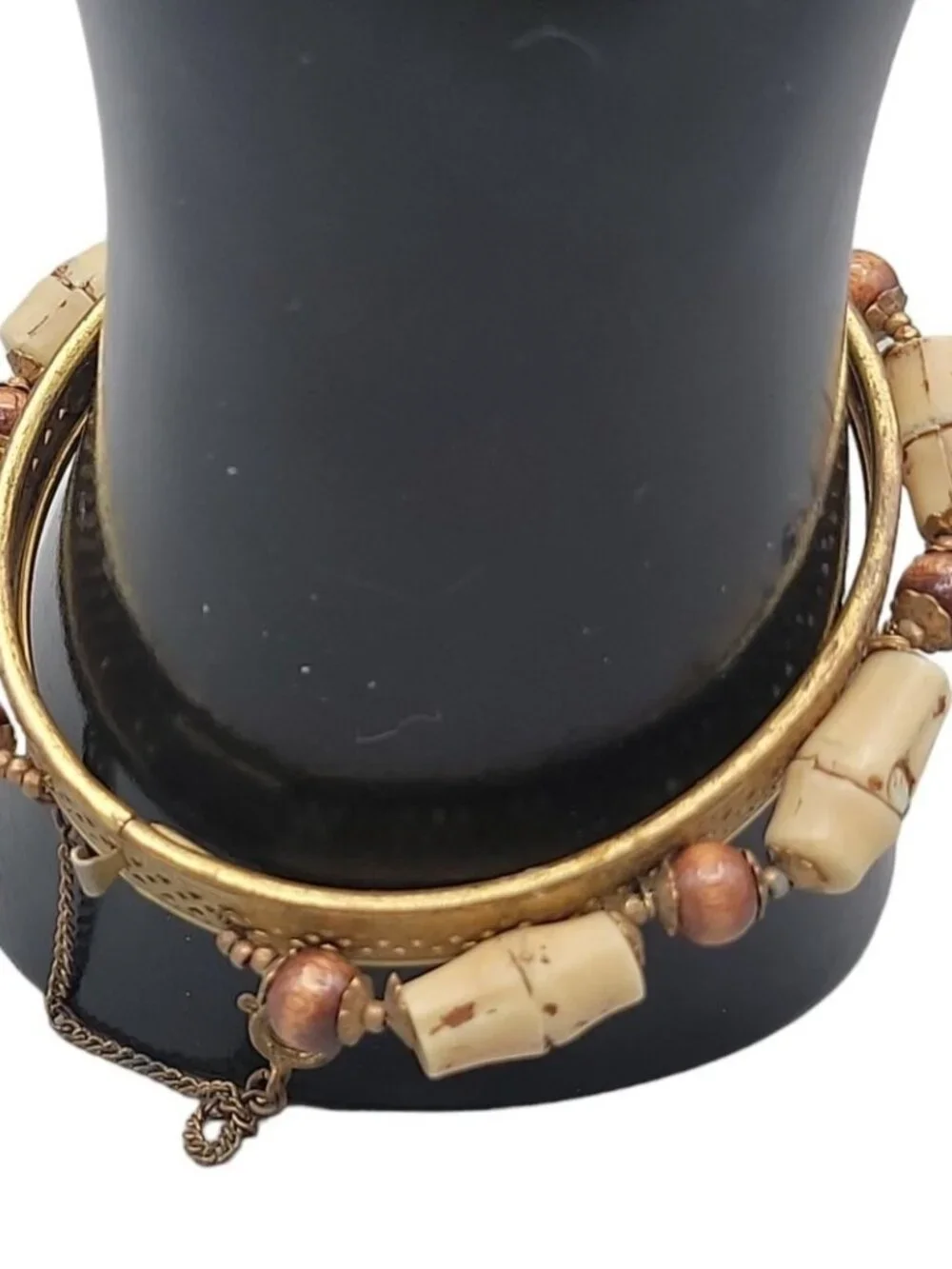 Rare Miriam Haskell Hinged Clamper Bangle Bracelet Vintage 1950s Signed 6.5